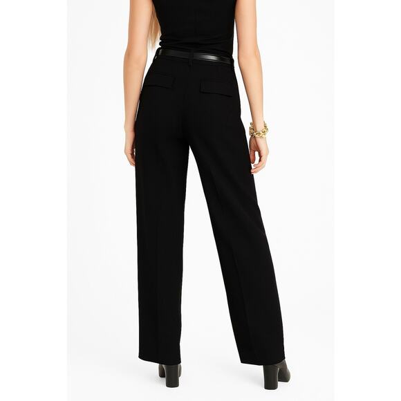 J.Crew Essential Wide Leg Pant Size 10 City Crepe Black Trousers Classic Pleated - Picture 6 of 16